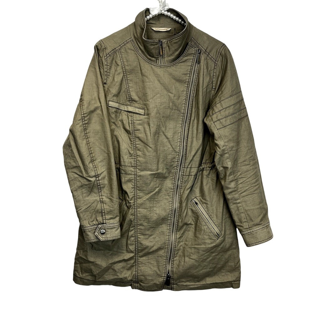 Soft Surroundings Cotton/Linen Green Moto Jacket SZ S